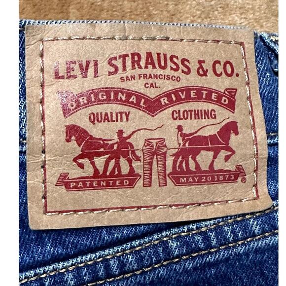Levi's Ribcage Straight Blue Denim Button Fly Ankle Jeans Women's Size 26W 25L - Picture 4 of 8
